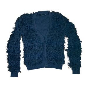 Anthropologie Maeve Larissa fringe loop cardigan Size XS navy